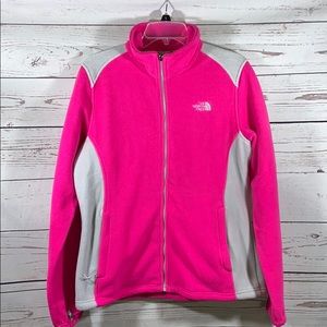 North Face Pink/Gray Fleece Zip-up Jackets, Sz L